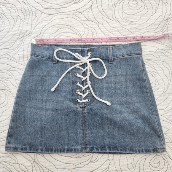 FOREVER 21 [S] Denim Lace Up Forever 21 Mini Skirt - Picture 9 of 10